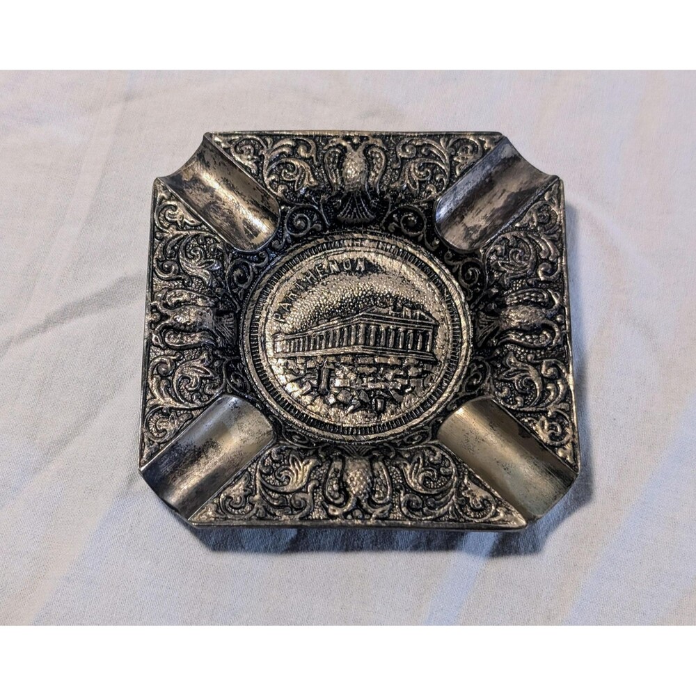 Vintage Metal PARTHENON Athens Ash Tray - Made in Greece Souvenir